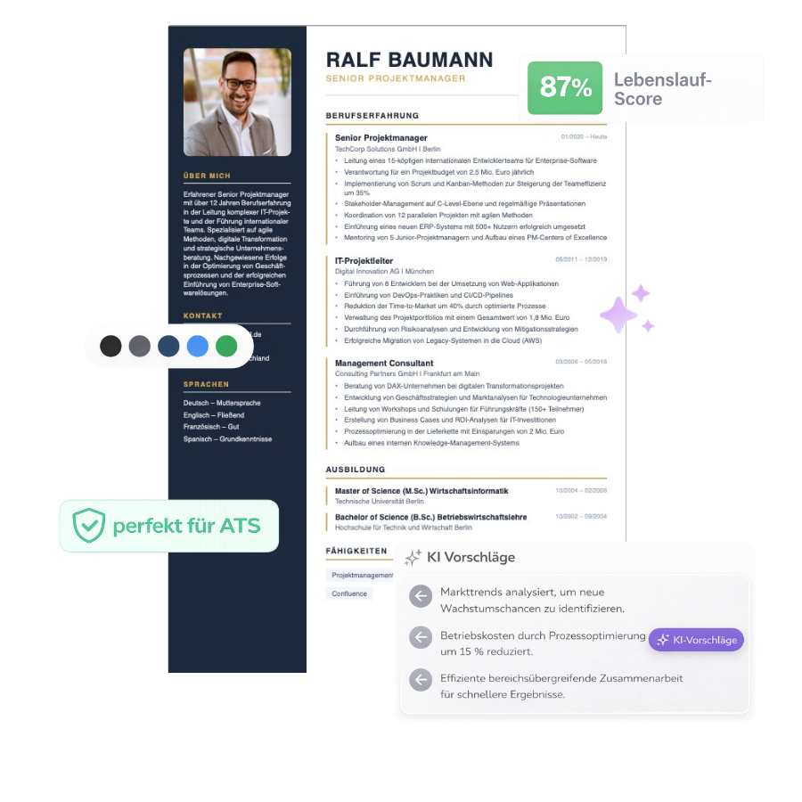 CV Builder Vorschau - Professioneller Lebenslauf